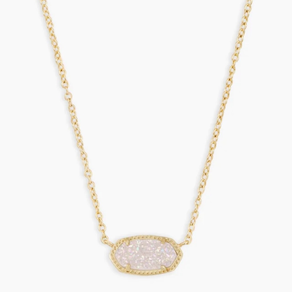 Kendra Scott Elisa necklace in gold and iridescent drusy.